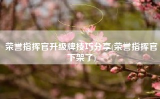 荣誉指挥官升级牌技巧分享(荣誉指挥官下架了)