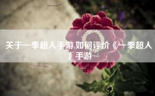 关于一拳超人手游,如何评价《一拳超人》手游