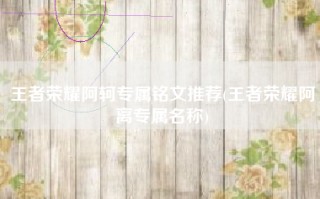 王者荣耀阿轲专属铭文推荐(王者荣耀阿离专属名称)