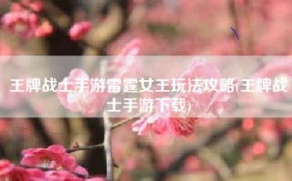 王牌战士手游雷霆女王玩法攻略(王牌战士手游下载)