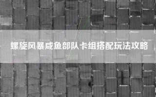 螺旋风暴咸鱼部队卡组搭配玩法攻略