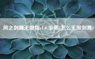 风之剑舞无限版v1.0(巫师3怎么无限剑舞)