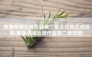 黑猫奇闻社现代篇第三章全结局达成攻略(黑猫奇闻社现代篇第二章攻略)