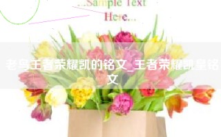 老鸟王者荣耀凯的铭文_王者荣耀凯皇铭文
