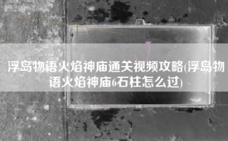 浮岛物语火焰神庙通关视频攻略(浮岛物语火焰神庙6石柱怎么过)