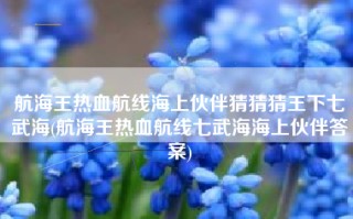 航海王热血航线海上伙伴猜猜猜王下七武海(航海王热血航线七武海海上伙伴答案)