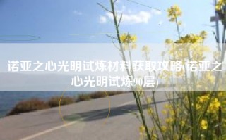 诺亚之心光明试炼材料获取攻略(诺亚之心光明试炼90层)