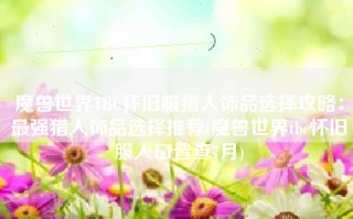 魔兽世界TBC怀旧服猎人饰品选择攻略：最强猎人饰品选择推荐(魔兽世界tbc怀旧服人口普查7月)