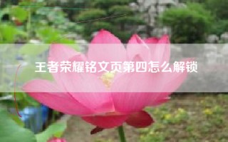 王者荣耀铭文页第四怎么解锁