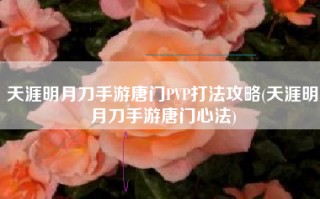 天涯明月刀手游唐门PVP打法攻略(天涯明月刀手游唐门心法)