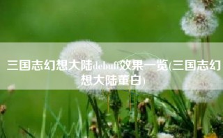 三国志幻想大陆debuff效果一览(三国志幻想大陆董白)