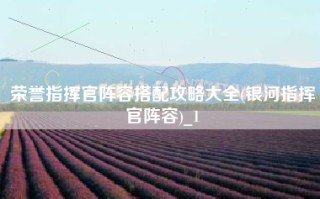 荣誉指挥官阵容搭配攻略大全(银河指挥官阵容)_1
