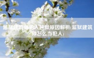 监狱建筑师犯人越狱原因解析(监狱建筑师怎么当犯人)
