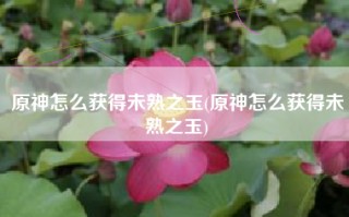 原神怎么获得未熟之玉(原神怎么获得未熟之玉)