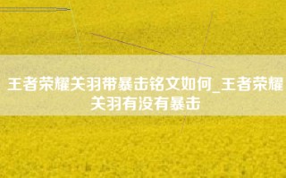 王者荣耀关羽带暴击铭文如何_王者荣耀关羽有没有暴击