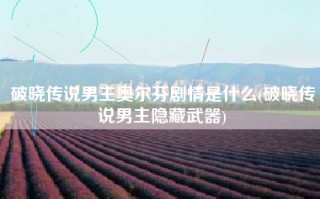 破晓传说男主奥尔芬剧情是什么(破晓传说男主隐藏武器)