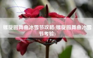 螺旋圆舞曲冰雪节攻略(螺旋圆舞曲冰雪节考验)