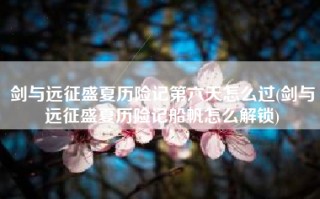 剑与远征盛夏历险记第六天怎么过(剑与远征盛夏历险记船帆怎么解锁)