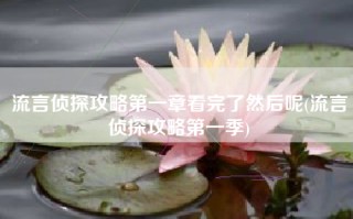 流言侦探攻略第一章看完了然后呢(流言侦探攻略第一季)
