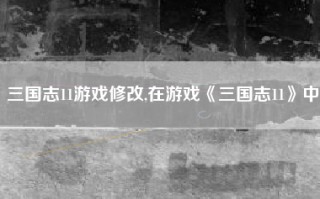 三国志11游戏修改,在游戏《三国志11》中