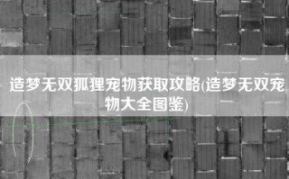 造梦无双狐狸宠物获取攻略(造梦无双宠物大全图鉴)