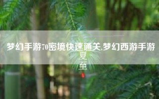 梦幻手游70密境快速通关,梦幻西游手游