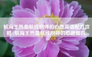 航海王热血航线厨师的心愿菜谱配方攻略 (航海王热血航线厨师的心愿椰肉)