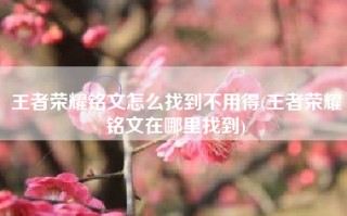 王者荣耀铭文怎么找到不用得(王者荣耀铭文在哪里找到)
