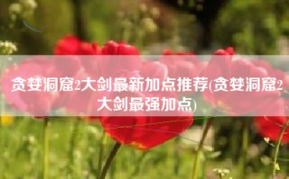 贪婪洞窟2大剑最新加点推荐(贪婪洞窟2大剑最强加点)