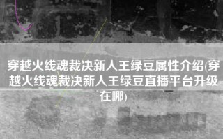 穿越火线魂裁决新人王绿豆属性介绍(穿越火线魂裁决新人王绿豆直播平台升级在哪)