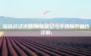 锁链战记攻略(锁链战记弓手改版后属性详解)