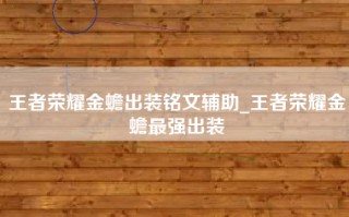 王者荣耀金蟾出装铭文辅助_王者荣耀金蟾最强出装