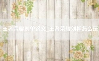 王者荣耀刘单铭文_王者荣耀刘禅怎么玩