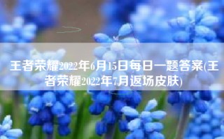 王者荣耀2022年6月15日每日一题答案(王者荣耀2022年7月返场皮肤)