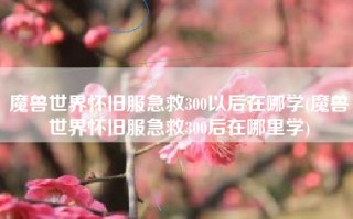 魔兽世界怀旧服急救300以后在哪学(魔兽世界怀旧服急救300后在哪里学)