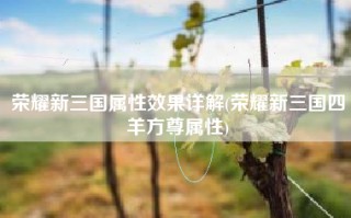 荣耀新三国属性效果详解(荣耀新三国四羊方尊属性)