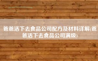 爸爸活下去食品公司配方及材料详解(爸爸活下去食品公司满级)