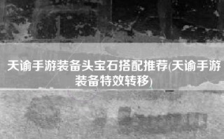 天谕手游装备头宝石搭配推荐(天谕手游装备特效转移)