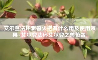 艾尔登法环驱兽火把有什么用及使用效果 (艾尔登法环艾尔登之兽位置)