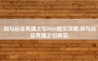 剑与远征死魂之引BOSS图文攻略(剑与远征死魂之引阵容)