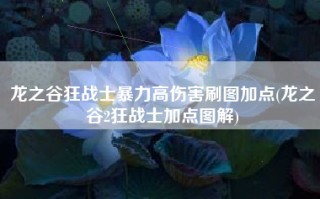 龙之谷狂战士暴力高伤害刷图加点(龙之谷2狂战士加点图解)