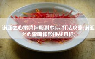 诺亚之心雷鸣神殿副本boss打法攻略(诺亚之心雷鸣神殿挑战目标)