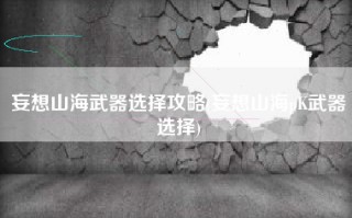 妄想山海武器选择攻略(妄想山海pK武器选择)