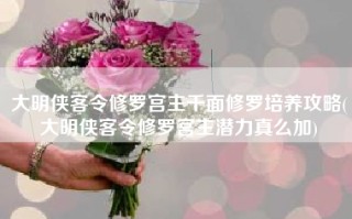 大明侠客令修罗宫主千面修罗培养攻略(大明侠客令修罗宫主潜力真么加)