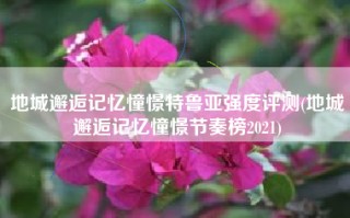 地城邂逅记忆憧憬特鲁亚强度评测(地城邂逅记忆憧憬节奏榜2021)