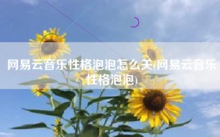 网易云音乐性格泡泡怎么关(网易云音乐性格泡泡)