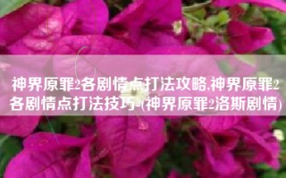 神界原罪2各剧情点打法攻略,神界原罪2各剧情点打法技巧-(神界原罪2洛斯剧情)