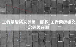 王者荣耀铭文等级一百多_王者荣耀铭文总等级在哪