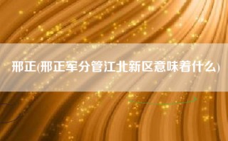 邢正(邢正军分管江北新区意味着什么)
