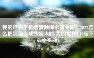 我的世界手机版清除海水指令附：2022怎么把狐狸变成雪狐攻略(我的世界1.19版下载手机版)